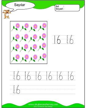 okul öncesi 1 sayısı çizgi çalışması